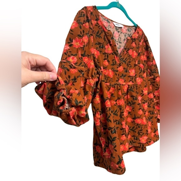 Sonoma Floral Corduroy V-Neck Plus Size Blouse Size 0X - Picture 6 of 13